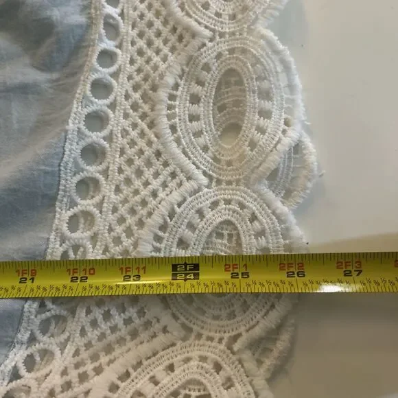 Unique Spectrum Top Womens 2X Plus Size Light Blue Lace Trim Boho Artsy - Picture 8 of 9